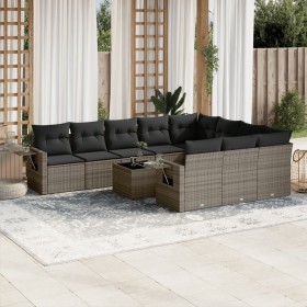 Garden sofa set 11 pieces and gray synthetic rattan cushions by , Garden sets - Ref: Foro24-3220699, Price: 732,45 €, Discoun...