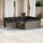 Garden sofa set 11 pieces and gray synthetic rattan cushions by , Garden sets - Ref: Foro24-3220699, Price: 715,29 €, Discoun...