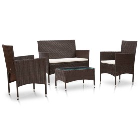 4-piece garden furniture set and brown synthetic rattan cushions by vidaXL, Garden sets - Ref: Foro24-45811, Price: 207,99 €,...