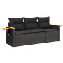 Garden sofa set with 3-piece black synthetic rattan cushions by , Garden sets - Ref: Foro24-3226594, Price: 213,99 €, Discoun...