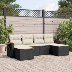 Set aus 6-teiligen Gartensofas und Kissen Kunstrattan schwarz von , Gartensets - Ref: Foro24-3227057, Preis: 366,84 €, Rabatt: %