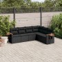 Set aus 6-teiligen Gartensofas und Kissen Kunstrattan schwarz von , Gartensets - Ref: Foro24-3226839, Preis: 395,09 €, Rabatt: %