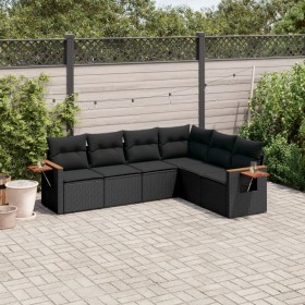 Set aus 6-teiligen Gartensofas und Kissen Kunstrattan schwarz von , Gartensets - Ref: Foro24-3226839, Preis: 408,45 €, Rabatt: %