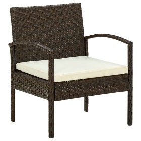 Silla de jardín con cojín ratán sintético marrón de vidaXL, Sillas de jardín - Ref: Foro24-45794, Precio: 81,99 €, Descuento: %