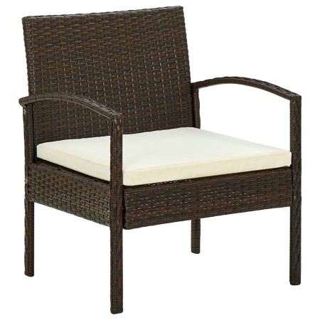 Silla de jardín con cojín ratán sintético marrón de vidaXL, Sillas de jardín - Ref: Foro24-45794, Precio: 81,22 €, Descuento: %