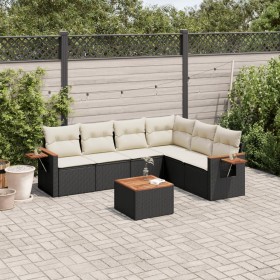 7-teiliges Garten-Esszimmerset und Kissen synthetisches Rattan schwarz von , Gartensets - Ref: Foro24-3226847, Preis: 456,09 ...