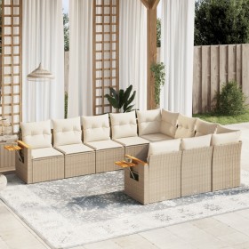 Garden sofa set with beige cushions, 10 pieces, made of synthetic rattan. by , Garden sets - Ref: Foro24-3227178, Price: 821,...