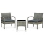 Set de muebles bistro de jardín 3 piezas cojines ratán PE gris de vidaXL, Conjuntos de jardín - Ref: Foro24-45789, Precio: 13...