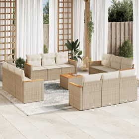 Garden set with 13-piece synthetic rattan beige cushions. by , Garden sets - Ref: Foro24-3258243, Price: 1,00 €, Discount: %