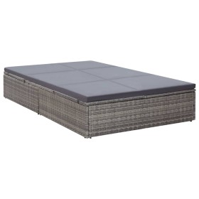 Tumbona doble con cojín de ratán sintético gris de vidaXL, Camas para exteriores - Ref: Foro24-45770, Precio: 369,99 €, Descu...