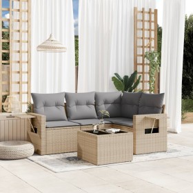 Set Gartensofas mit Kissen 5 Stück synthetisches Rattan beige von , Gartensets - Ref: Foro24-3252456, Preis: 405,57 €, Rabatt: %