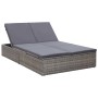 Tumbona doble con cojín de ratán sintético gris de vidaXL, Camas para exteriores - Ref: Foro24-45770, Precio: 369,69 €, Descu...