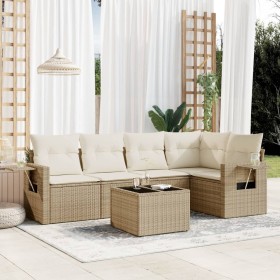 Garden sofa set with 6-piece synthetic rattan beige cushions by , Garden sets - Ref: Foro24-3252475, Price: 539,03 €, Discoun...