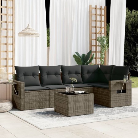 6-piece garden furniture set with gray synthetic rattan cushions by , Garden sets - Ref: Foro24-3252477, Price: 460,50 €, Dis...