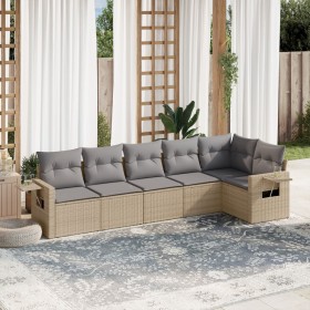 Garden sofa set with 6-piece synthetic rattan beige cushions by , Garden sets - Ref: Foro24-3252526, Price: 476,46 €, Discoun...