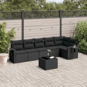 7-teiliges Garten-Esszimmerset und Kissen synthetisches Rattan schwarz von , Gartensets - Ref: Foro24-3252532, Preis: 549,21 ...