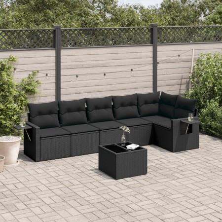 7-teiliges Garten-Esszimmerset und Kissen synthetisches Rattan schwarz von , Gartensets - Ref: Foro24-3252532, Preis: 548,59 ...