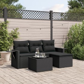 4-piece garden sofa set with black synthetic rattan cushions by , Garden sets - Ref: Foro24-3252402, Price: 345,50 €, Discoun...