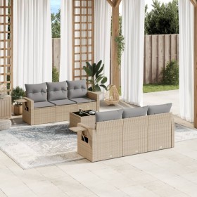 Set of 7-piece garden sofas and beige synthetic rattan cushions by , Garden sets - Ref: Foro24-3252746, Price: 649,32 €, Disc...