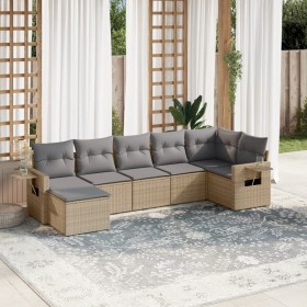 Set aus 7-teiligen Gartensofas und Kissen, synthetisches Rattan, beige von , Gartensets - Ref: Foro24-3252816, Preis: 510,99 ...