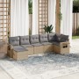 Set aus 7-teiligen Gartensofas und Kissen, synthetisches Rattan, beige von , Gartensets - Ref: Foro24-3252816, Preis: 511,99 ...