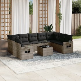 Set de sofás de jardín 10 pzas con cojines ratán sintético gris de , Conjuntos de jardín - Ref: Foro24-3252947, Precio: 678,5...