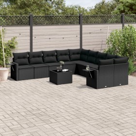 Set mit 11 Stück Gartensofas und Kissen synthetisches Rattan schwarz von , Gartensets - Ref: Foro24-3253052, Preis: 779,08 €,...