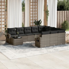 Garden sofa set 11 pieces and gray synthetic rattan cushions by , Garden sets - Ref: Foro24-3253067, Price: 736,96 €, Discoun...