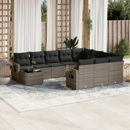 Garden sofa set 11 pieces and gray synthetic rattan cushions by , Garden sets - Ref: Foro24-3253067, Price: 722,45 €, Discoun...