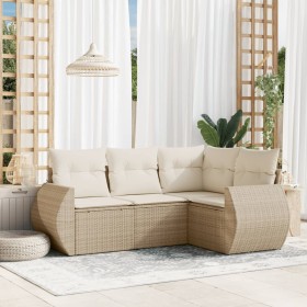 Garden sofa set with 4-piece synthetic rattan beige cushions by , Garden sets - Ref: Foro24-3221307, Price: 456,91 €, Discoun...