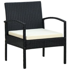 Sillón de jardín con cojín ratán sintético negro de vidaXL, Sillas de jardín - Ref: Foro24-45795, Precio: 84,81 €, Descuento: %