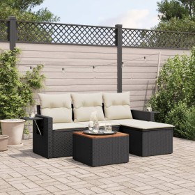 5-piece garden furniture set with black synthetic rattan cushions by , Modular outdoor sofas - Ref: Foro24-3224530, Price: 30...