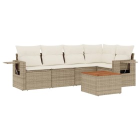 Set Gartensofas mit Kissen 6 Stück synthetisches Rattan beige von , Modulare Sofas für den Außenbereich - Ref: Foro24-3224553...