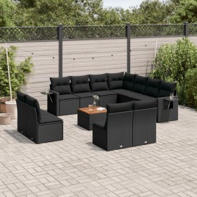 Set Gartensofas 12 Stück Kissen synthetisches Rattan schwarz von , Modulare Sofas für den Außenbereich - Ref: Foro24-3224620,...