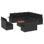 Set Gartensofas 12 Stück Kissen synthetisches Rattan schwarz von , Modulare Sofas für den Außenbereich - Ref: Foro24-3224620,...