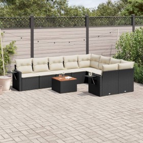 Set Gartensofas 10 Stück Kissen synthetisches Rattan schwarz von , Modulare Sofas für den Außenbereich - Ref: Foro24-3224719,...