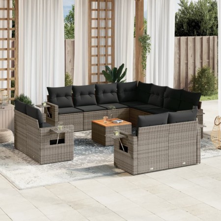 Set mit 12 Gartensofas mit Kissen synthetisches Rattangrau von , Modulare Sofas für den Außenbereich - Ref: Foro24-3224828, P...