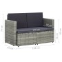 2-Sitzer-Gartensofa mit grauen synthetischen Rattankissen von vidaXL, Outdoor-Sofas - Ref: Foro24-45783, Preis: 182,78 €, Rab...