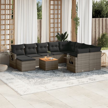 Set mit 11 Gartensofas und Kissen synthetisches Rattangrau von , Modulare Sofas für den Außenbereich - Ref: Foro24-3224856, P...