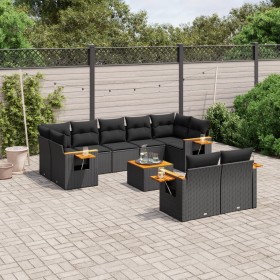 Set de sofás de jardín 10 pzas cojines ratán sintético negro de , Conjuntos de jardín - Ref: Foro24-3227133, Precio: 598,49 €...