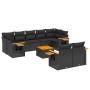 Set de sofás de jardín 10 pzas cojines ratán sintético negro de , Conjuntos de jardín - Ref: Foro24-3227133, Precio: 605,29 €...