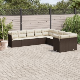 Garden sofa set 10 pieces and brown synthetic rattan cushions by , Garden sets - Ref: Foro24-3218243, Price: 680,99 €, Discou...