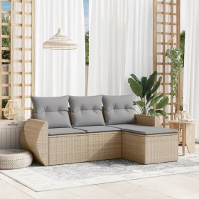 Set Gartensofas mit Kissen 4 Stück synthetisches Rattan beige von , Gartensets - Ref: Foro24-3221268, Preis: 298,41 €, Rabatt: %