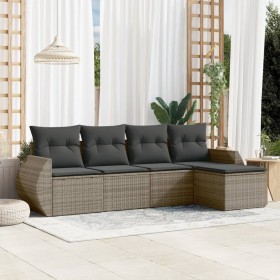 Garden sofa set with 5-piece synthetic rattan gray cushions by , Garden sets - Ref: Foro24-3221289, Price: 325,09 €, Discount: %