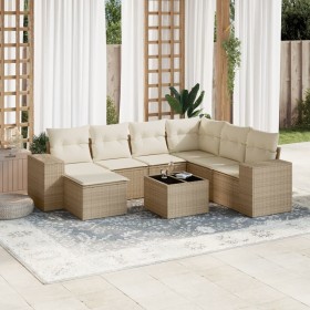 Garden sofa set with beige cushions, 8 pieces, PE rattan. by , Garden sets - Ref: Foro24-3222907, Price: 615,99 €, Discount: %