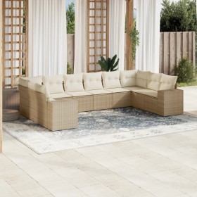 Set Gartensofas mit beigen Kissen 10 Stück synthetisches Rattan von , Gartensets - Ref: Foro24-3223067, Preis: 779,24 €, Raba...