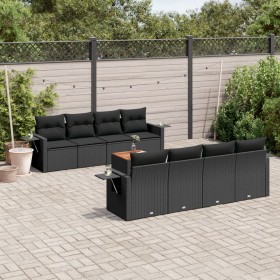 Set aus 8-teiligen Gartensofas und Kissen Kunstrattan schwarz von , Modulare Sofas für den Außenbereich - Ref: Foro24-3224480...