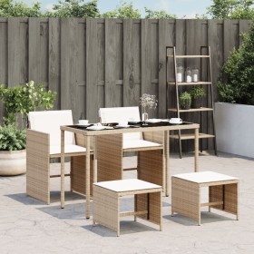 5-teiliges Garten-Esszimmer-Set mit Kissen synthetisches Rattan beige von , Gartensets - Ref: Foro24-365083, Preis: 214,15 €,...