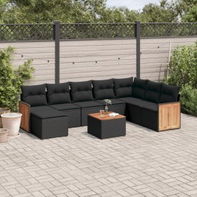 Set aus 8-teiligen Gartensofas und Kissen Kunstrattan schwarz von , Gartensets - Ref: Foro24-3227931, Preis: 532,27 €, Rabatt: %