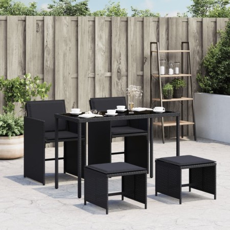 5-teiliges Gartenmöbel-Set mit Kissen synthetisches Rattan schwarz von , Gartensets - Ref: Foro24-365081, Preis: 193,99 €, Ra...